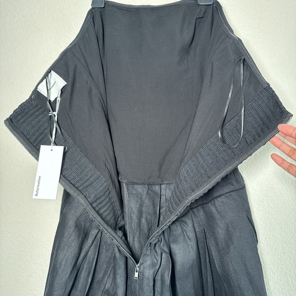 Reformation Isabeli Linen Strapless Mini Dress Black 10 NWT Summer - Picture 8 of 9